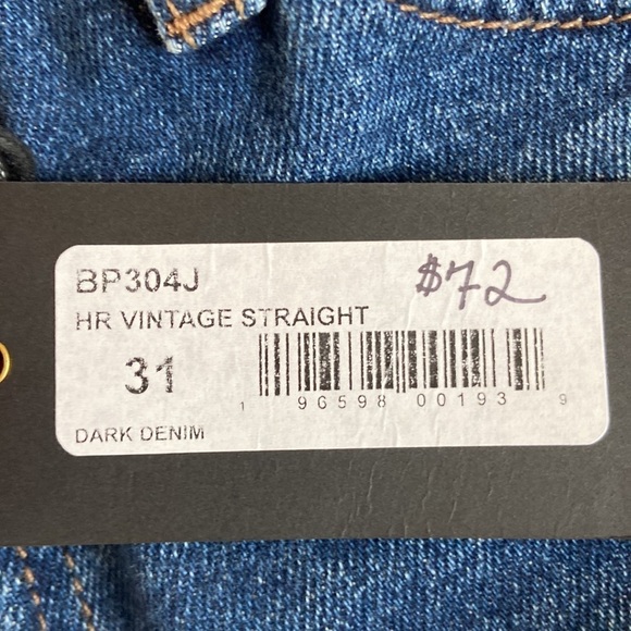 Just Black Denim High Rise Vintage Straight Leg Raw Hem MP&Co. Boutique NWT 31 - Picture 9 of 16
